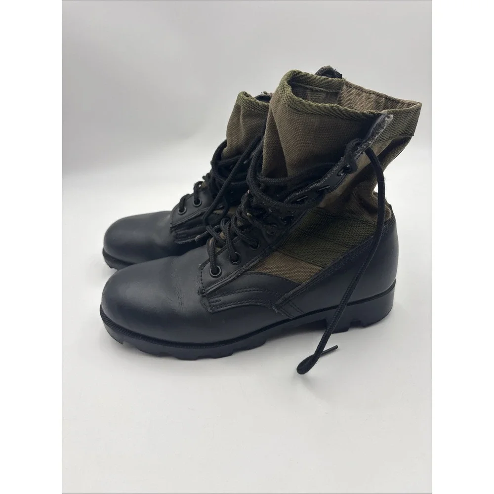 Rothco Military Jungle Boots Mens Combat Black Leather Olive Canvas 7R